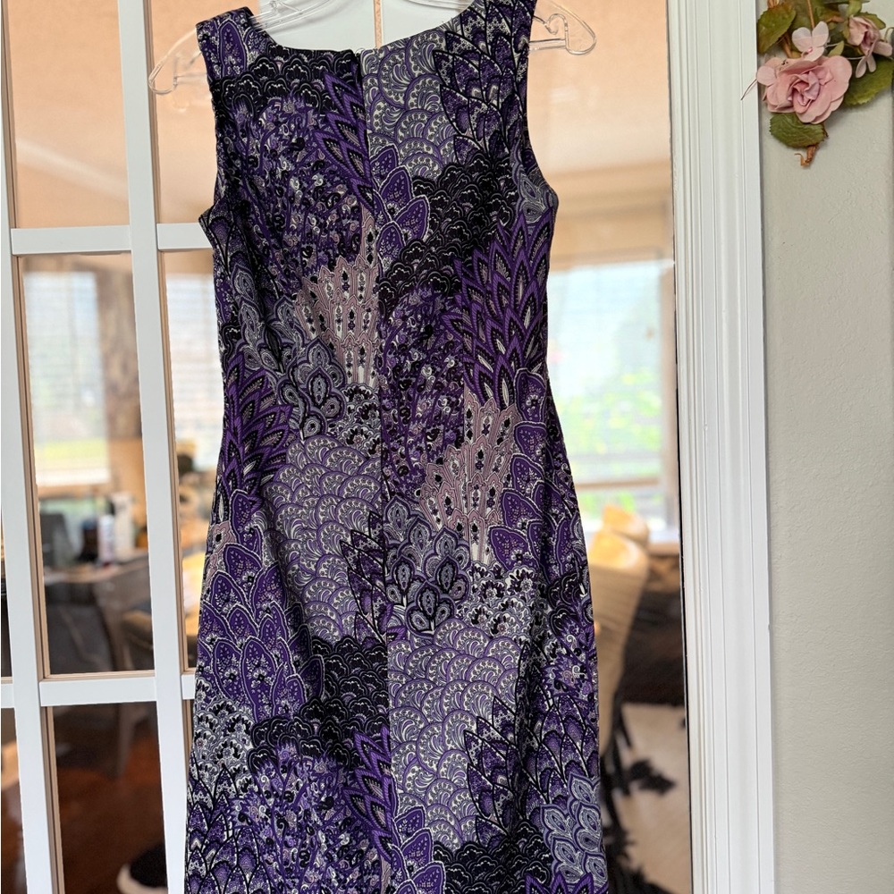 Elegant Purple and Black Patterned Dress